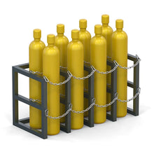 Load image into Gallery viewer, Gas cylinder rack R4X2 holding eight compressed gas cylinders, OSHA compliant