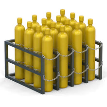 Load image into Gallery viewer, Gas cylinder rack R4X4 loaded with sixteen compressed gas cylinders