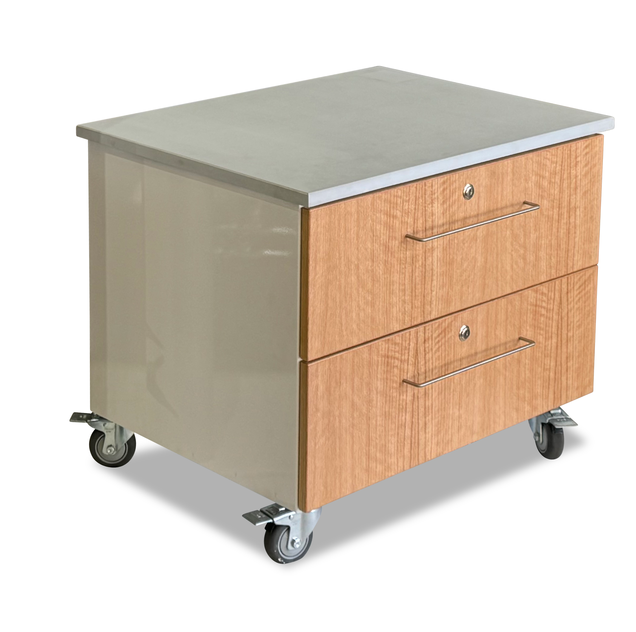 Cabinet, wooden drawers, casters