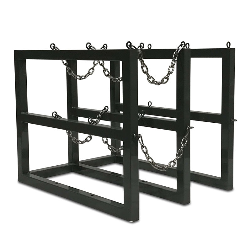Steel gas cylinder rack R2X3, 2x3 layout for six compressed gas cylinders - side view