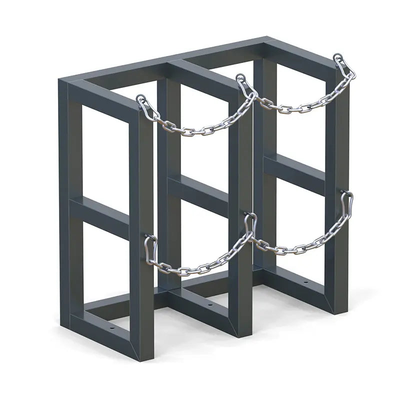 Steel gas cylinder rack R2X1, 2x1 layout for two compressed gas cylinders
