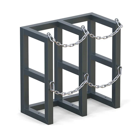 Steel gas cylinder rack R2X1, 2x1 layout for two compressed gas cylinders