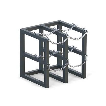 Steel gas cylinder rack R2X2, 2x2 setup for four compressed gas bottles