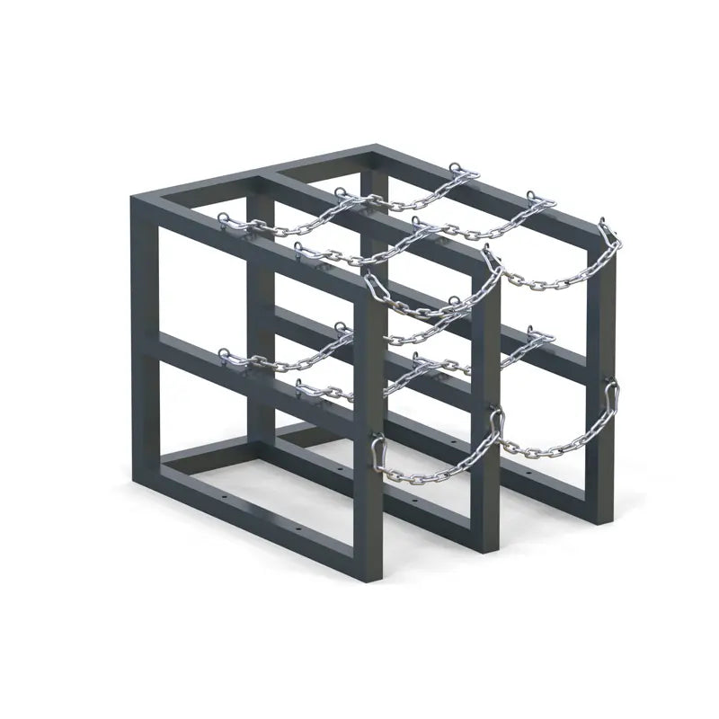 Steel gas cylinder rack R2X3, 2x3 layout for six compressed gas cylinders