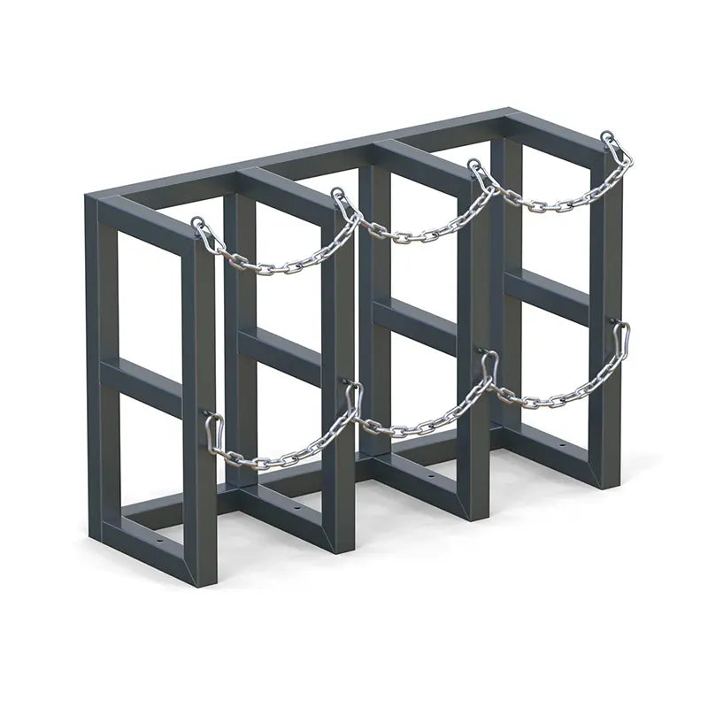 Steel gas cylinder rack R3X1, 3x1 design for three compressed gas cylinders