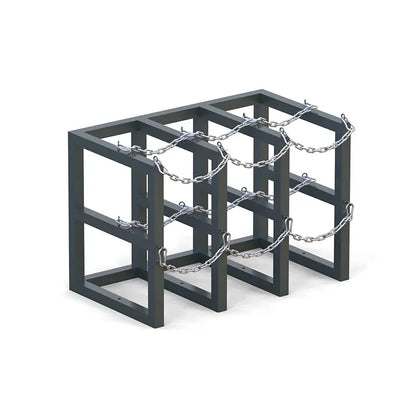 Steel gas cylinder rack R3X2, 3x2 layout for six compressed gas bottles