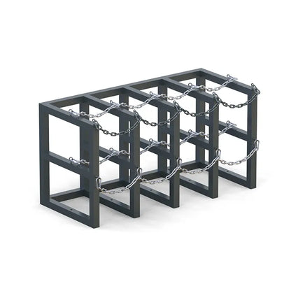 Heavy-duty steel gas cylinder rack R4X2, 4x2 layout for eight compressed gas bottles