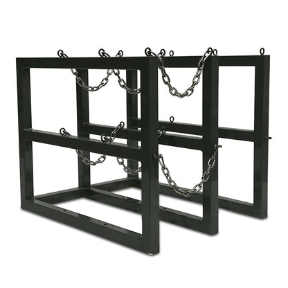Steel gas cylinder rack R2X3, 2x3 layout for six compressed gas cylinders - side view