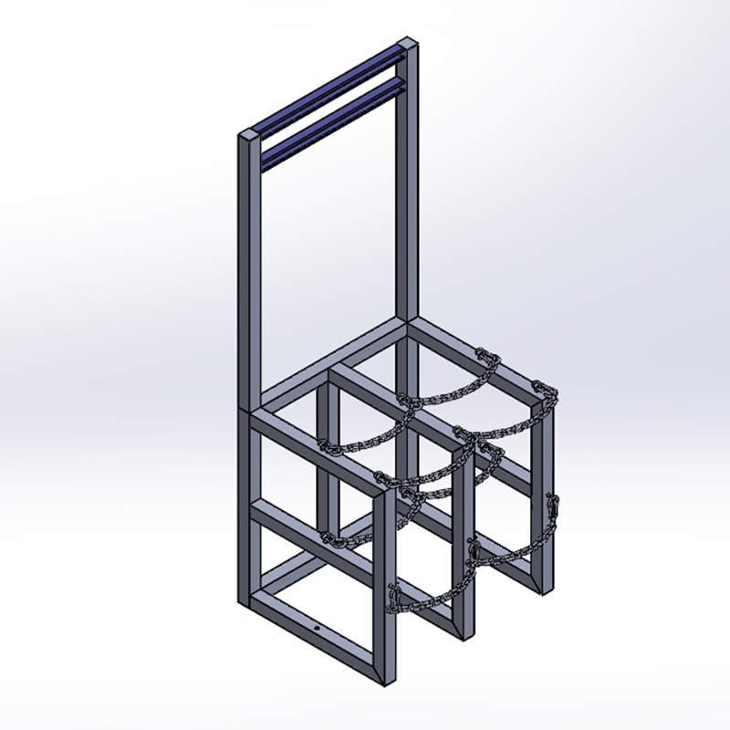 Process station gas cylinder rack R2X2P, 2x2 configuration with welded steel plate and base anchors