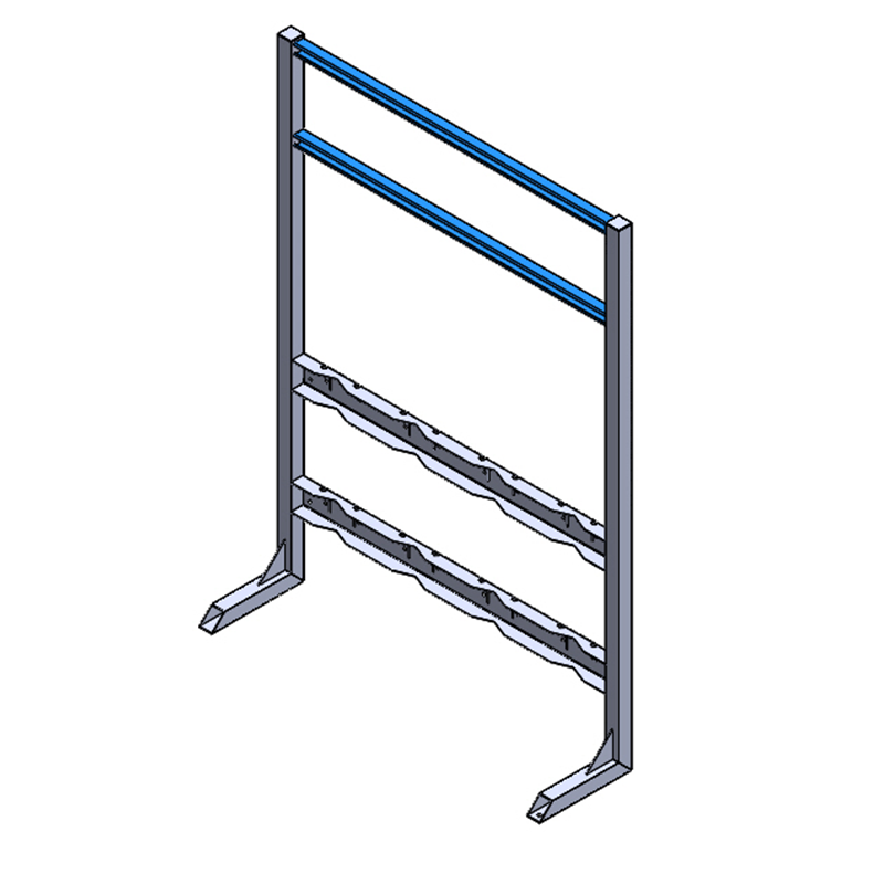 Steel process station gas cylinder rack R1X4P, 1x4 setup with 12-inch top plate for valve mounting