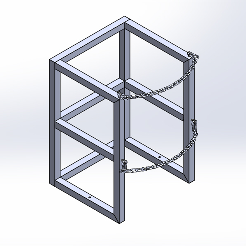 Steel liquid gas cylinder rack R1X22, single 22-inch Dewar tank holder, OSHA compliant