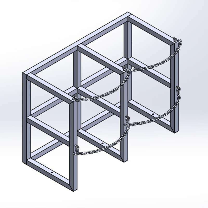 Steel liquid gas cylinder rack R2X22, 2×22-inch tank configuration for two Dewar cylinders